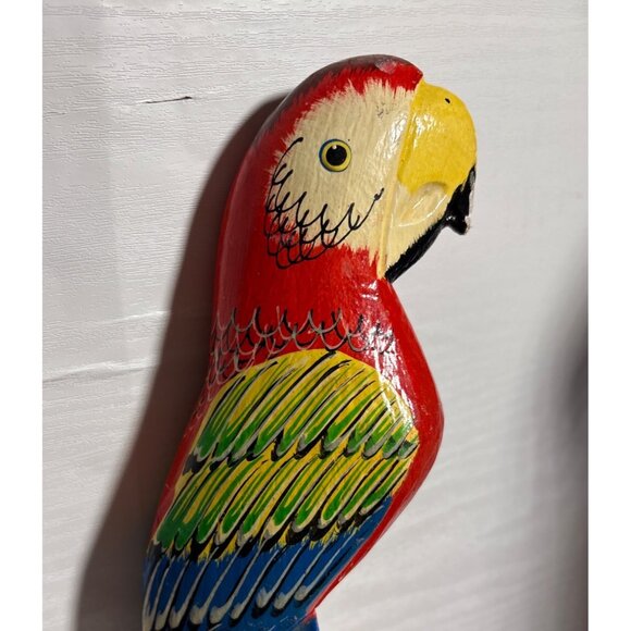 Hand Carved Wooden Parrot 12" Tall Philippines Vintage Garden Tropical - Picture 5 of 14